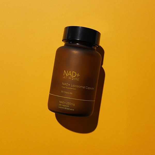Liposomal NAD+ capsules supplement bottle for cellular energy and healthy aging