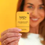 Close-up of a NAD+ Quick Melt Strips sachet, 100mg NAD+ per strip